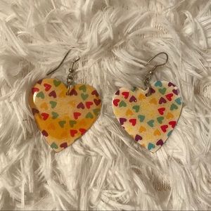 Large heart pendant earrings